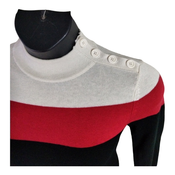 Talbots Colorblock Mock Neck Sz Petite P 4-6 Cashmere Blend Sweater Dress Long - Picture 14 of 16